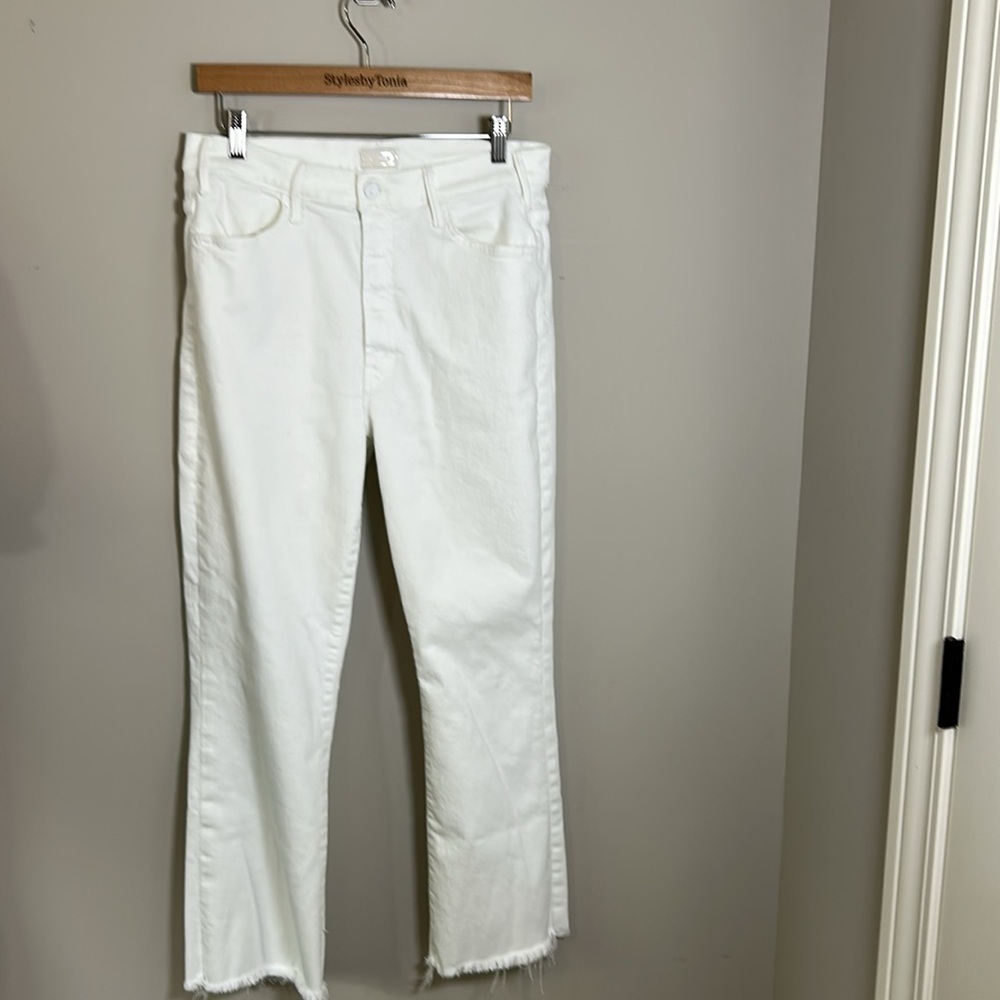 MOTHER The Hustler Ankle Fray Jean Fairest of them All White Sz 32 - Picture 5 of 14